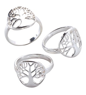 Tree Of Life Slvr Plated Ring (Assorted Sizes 7, 8 & 9)