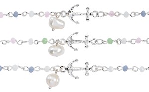 Beaded Anklet W/Anchor Pendant Assorted