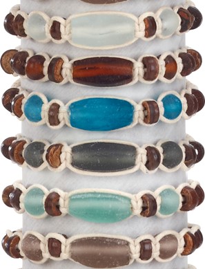 Antiqued Ceramic Glass Bead Adjustable Bracelet Assorted