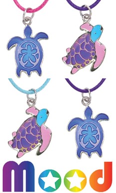 Turtle Mood Pendant on Color Cord Necklace Assorted