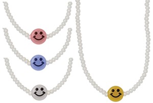 White Seed Bead Neclace With Smiley Face