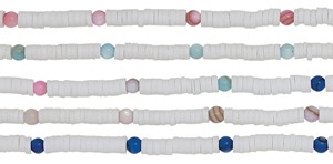3MM White Fimo With Color Bead Anklet Assorted