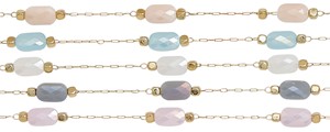 Oval Diamond Cut Glass On Gold Chain Anklet Assorted