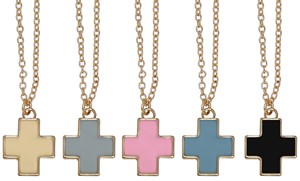 Enamel Cross Pendant Necklace Assorted