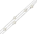 3-Strand Chain W/Pearl Bead Anklet