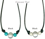 Freshwater Pearl W/Round Howlite Bead Necklace on Black Cord Assorted