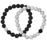 Black & White Lava Bead Stretch Bracelet Assorted