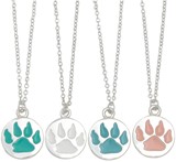 Pastel Paw Pendant on Silver Chain Necklace Assorted