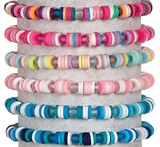 Fimo Disc With Frosted Bead Stretch Bracelet Assorted