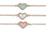 Sparkle Enamel Heart Pendant On Rose Gold Chain Anklet Assorted