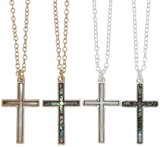 Abalone And Mother Of Pearl Cross Pendant On Gold And Silver Chain Assorted
