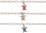 Mini Rose Gold Paper Clip Chain With Sea Turtle Pendant Anklet Assorted