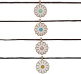Enamel Daisy Pendant on Cord Anklet Assorted