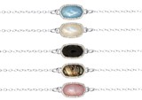 Oval Glass Pendant On Silver Chain Anklet Assorted