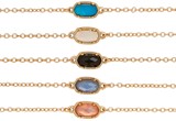 Oval Glass Pendant On Gold Chain Anklet Assorted