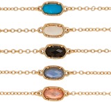 Oval Glass Pendant On Gold Chain Bracelet Assorted
