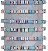 Elastic Pastel Fimo With Silver Disc Stretch Bracelet Assorted