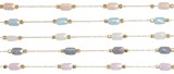 Oval Diamond Cut Glass On Gold Chain Necklace Assorted