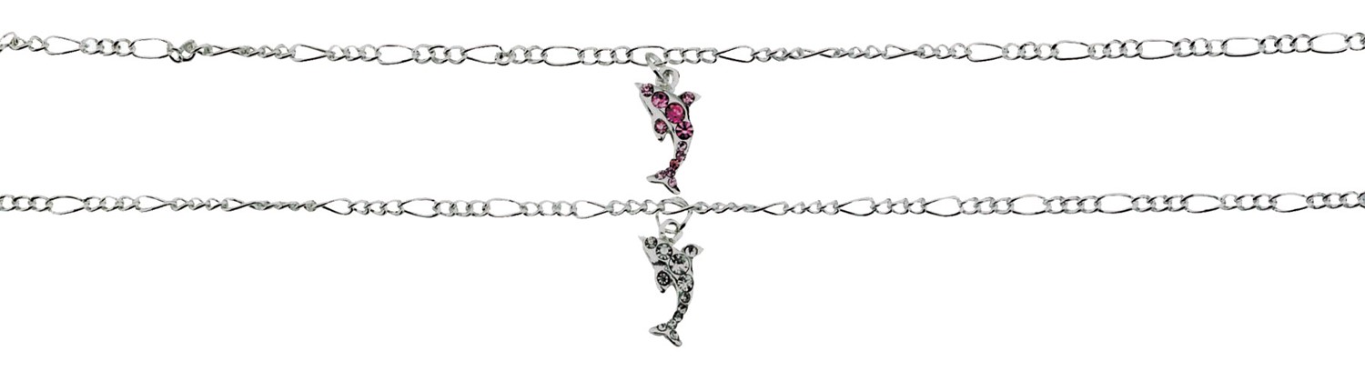 Rhinestone Dolphin Silver Plated Anklet Assorted AK2127