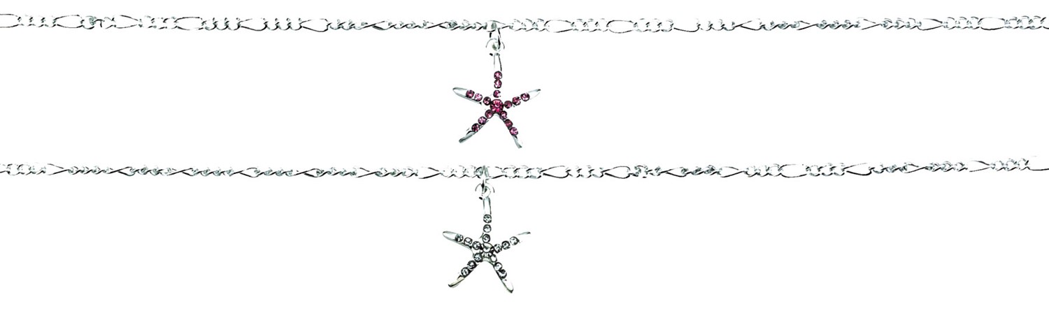 Rhinestone Starfish Silver Plated Anklet Assorted AK2128