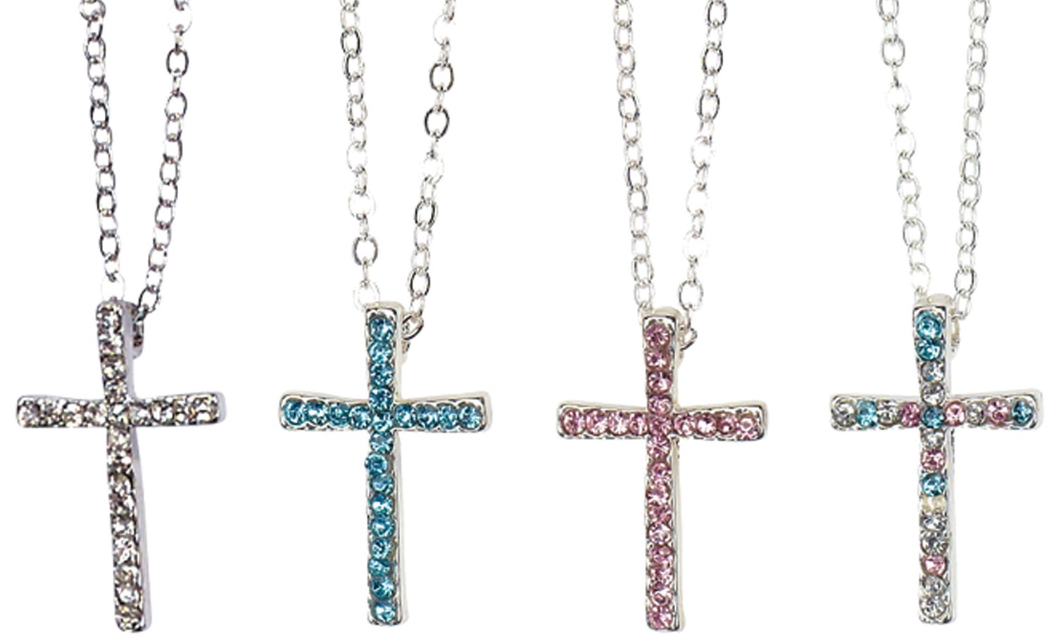 Mini Rhinestone Cross Necklace Assorted NK2483