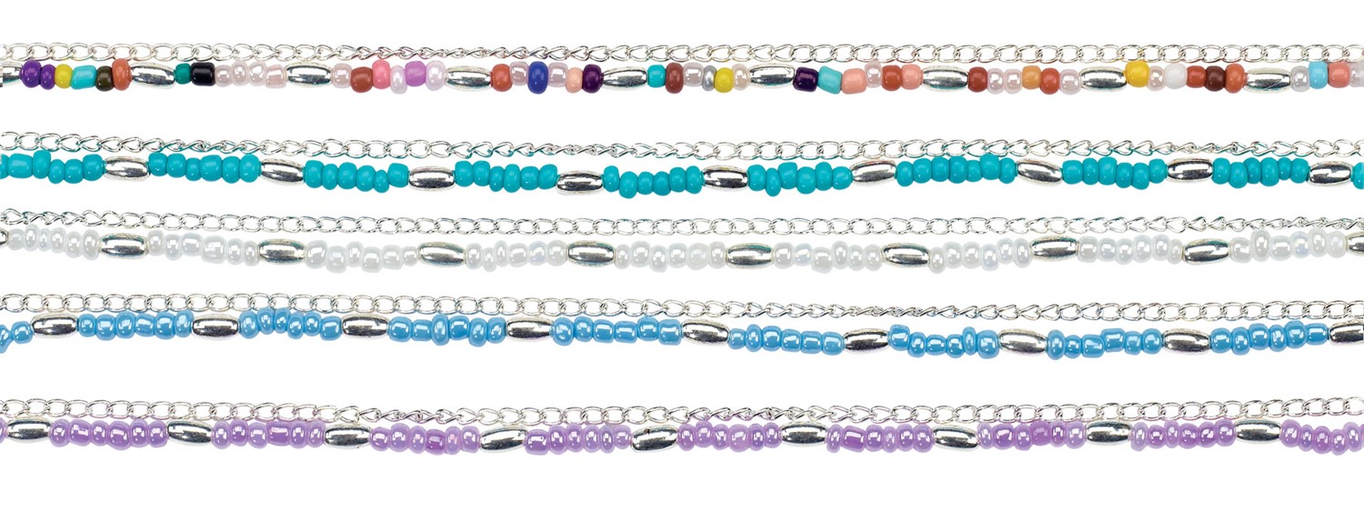 Seed Bead & Metal on 2 Strand Anklet (A) Assorted AK2157-A