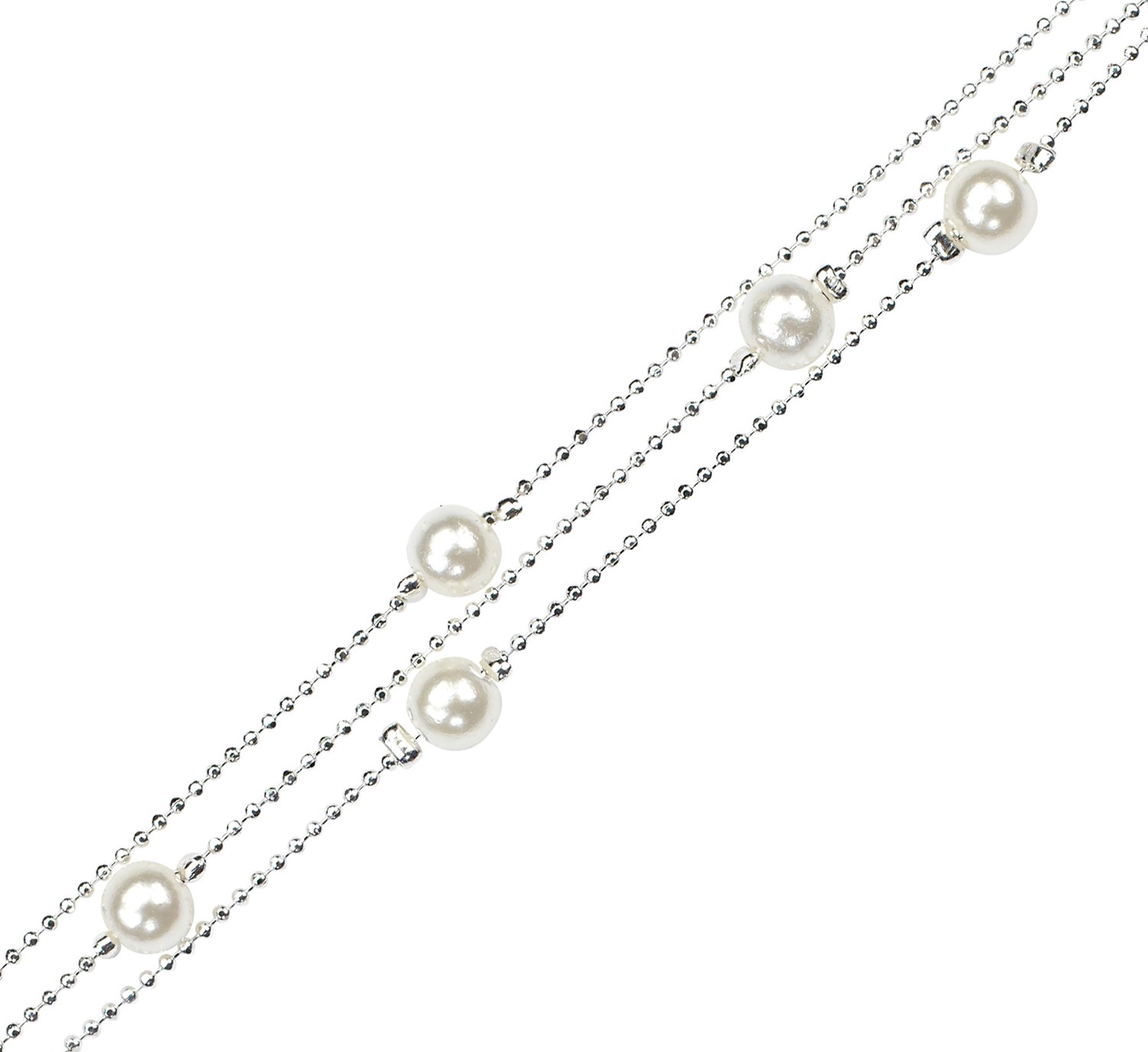 3-Strand Chain W/Pearl Bead Anklet AK2158