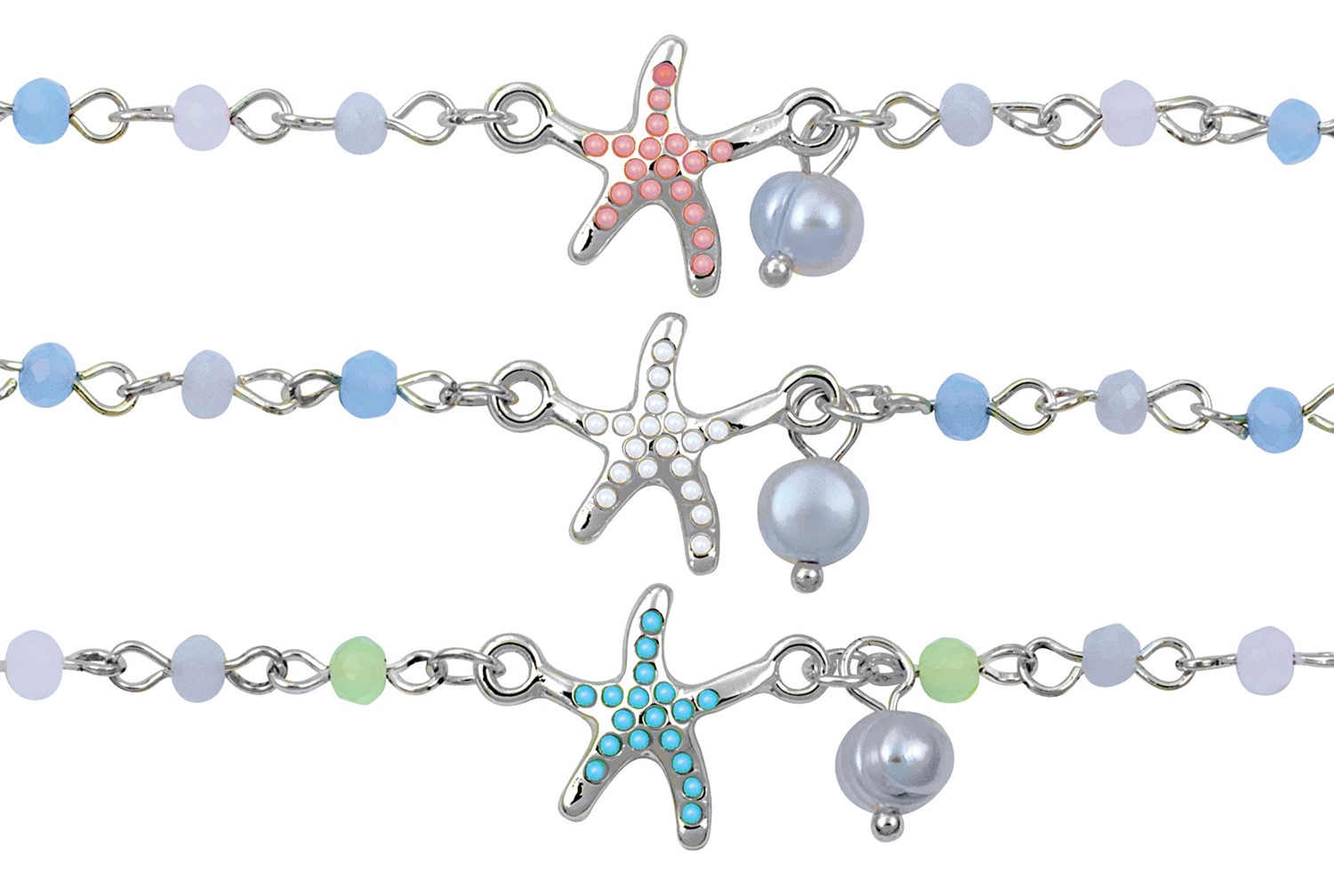 Beaded Anklet W/Starfish Pendant Assorted AK2204