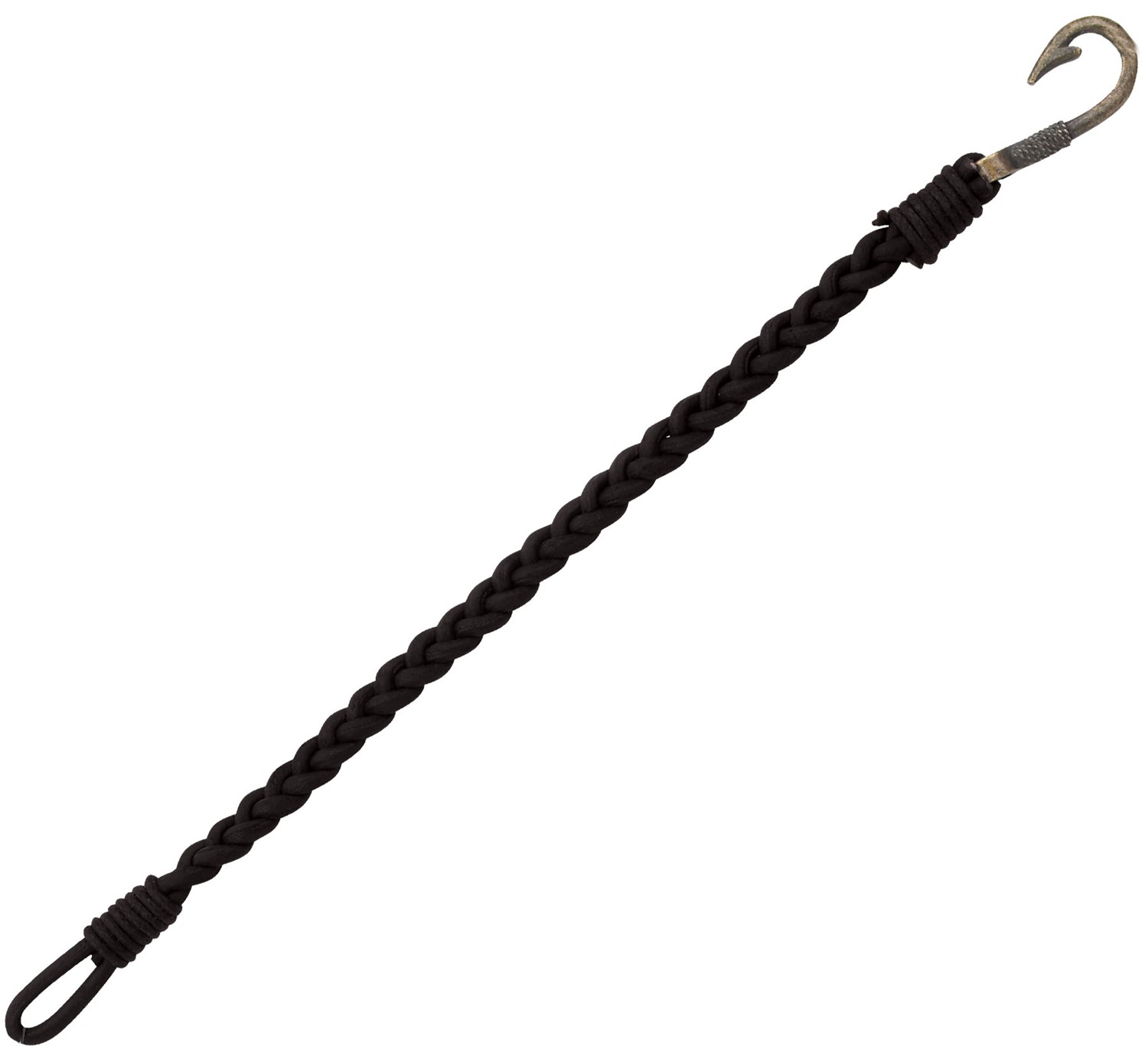 Fish Hook Black Braided Leather Bracelet ZBR0209-BLK