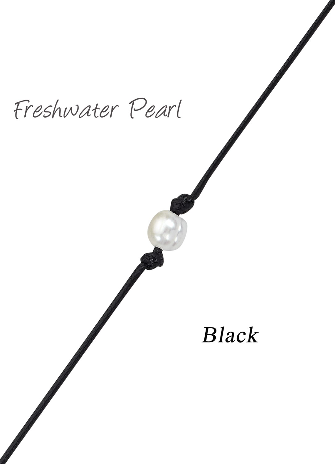 Freshwater Pearl Bead Anklet on Black Cord AK1627-BLACK