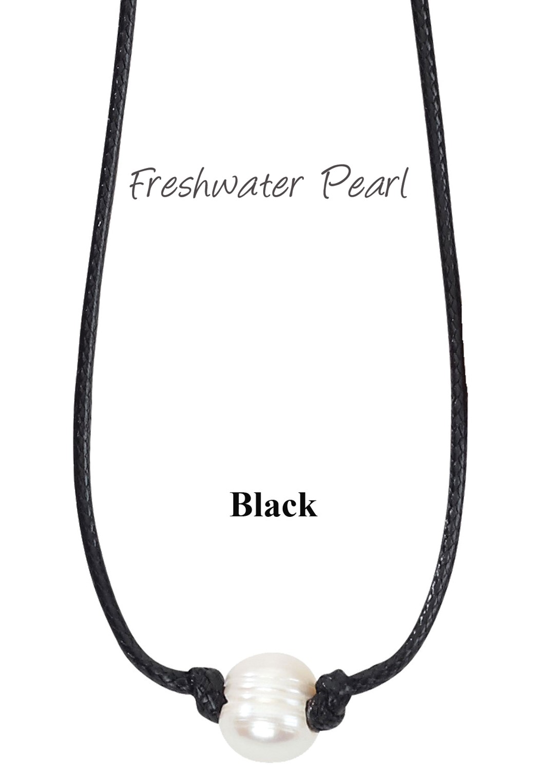 Freshwater Pearl Bead Necklace on Black Wax Cord NK1627-BLACK