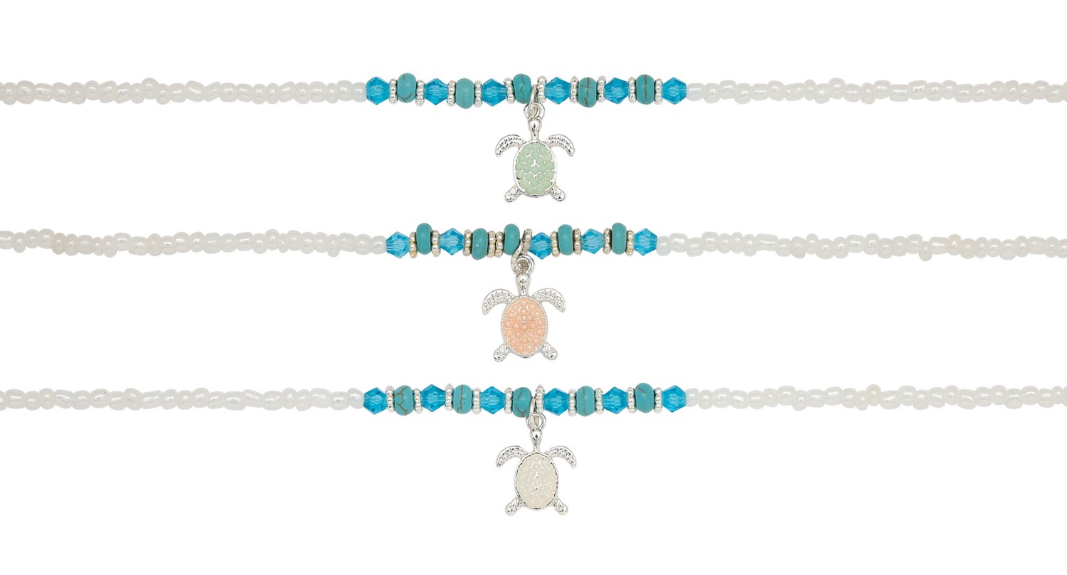 Seed Bead Anklet w/Sea Turtle Pendant AK2170-SEA TURTLE