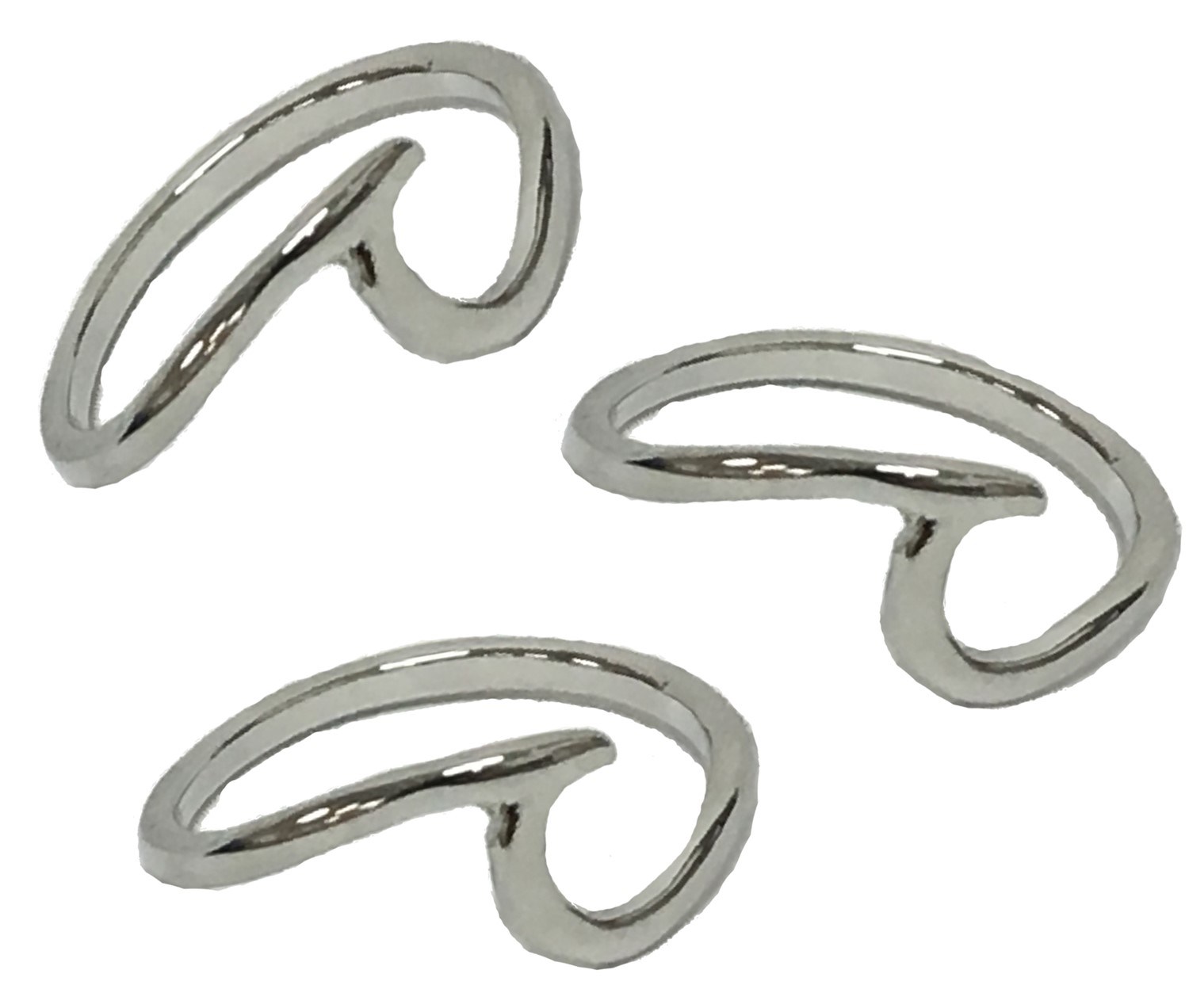 Silver Rhodium Plated Wave Ring Assorted Sizes 7-8-9 R0123-SILVER
