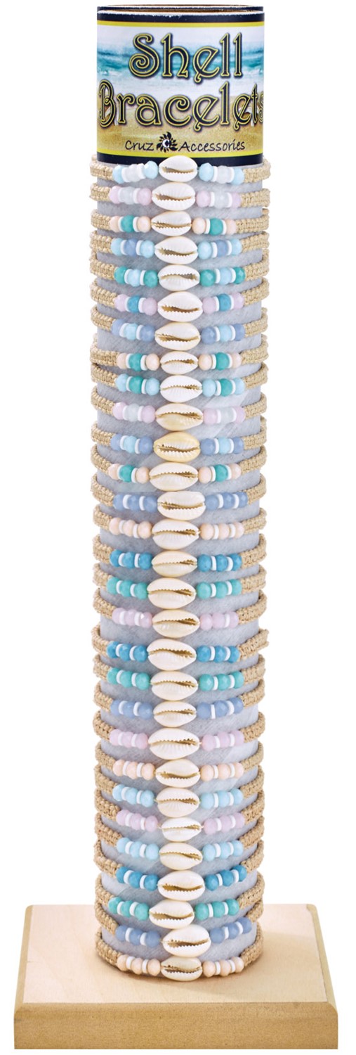 Cowry & Facet Bead Adjustable Slide Knot Bracelet Assorted With Tube & Base BR0735-TUBE