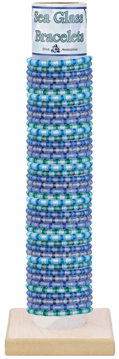 Mini Glass Bead on Natural Cord Slide Knot Bracelet Assorted With Tube & Base BR0808-TUBE