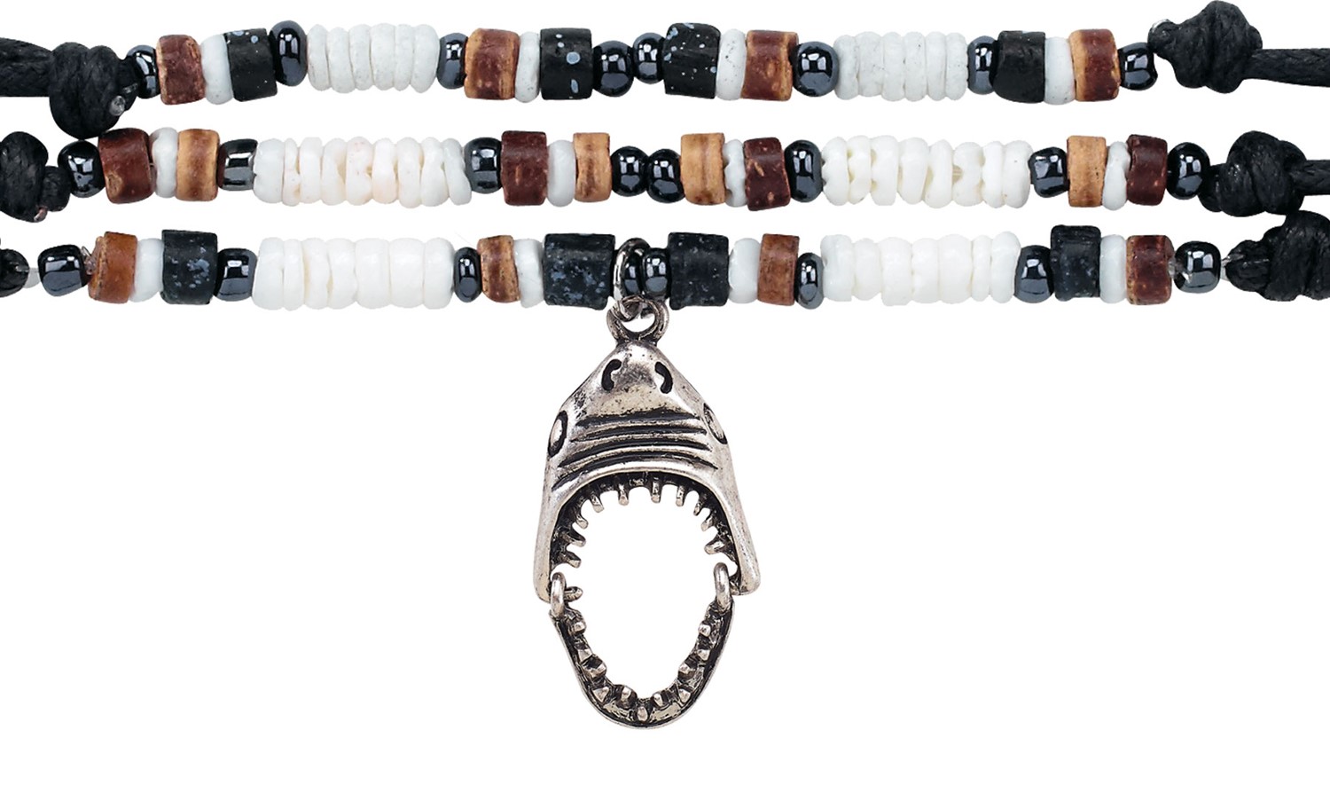 Shark Mouth Pendant On Adjustable Black Cord Shell Necklace Assorted ZNK1573-SM