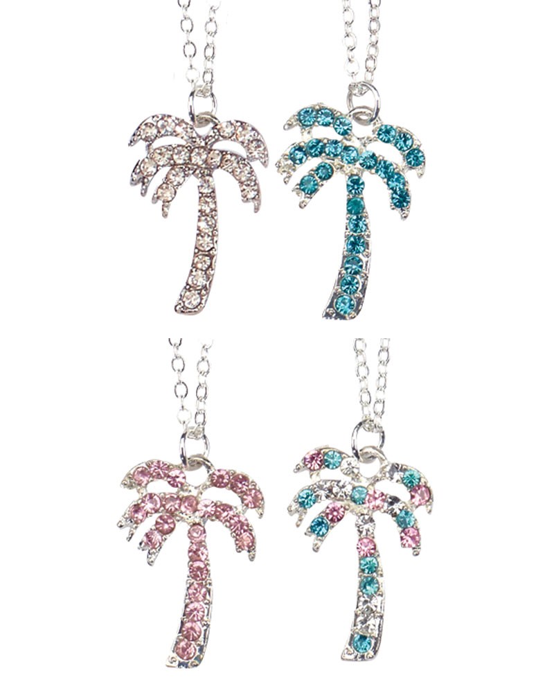 Rhinetone Palm Tree Necklace Assorted NK2488
