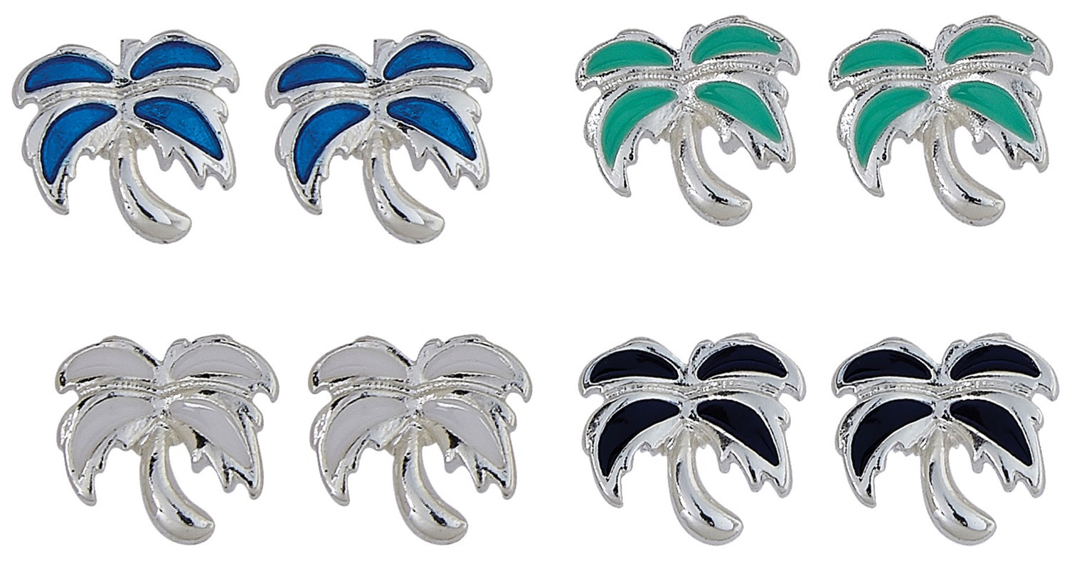 Enamel Palm Tree Post Earrings Assorted ER2046