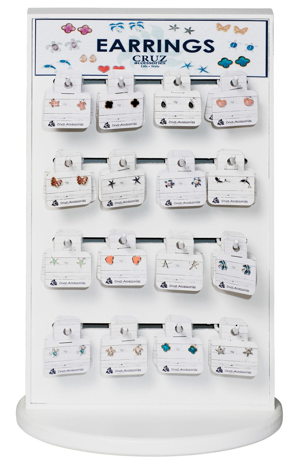 2-Sided White Wood Earring Display (Does Not Include Merchandise) RK0104
