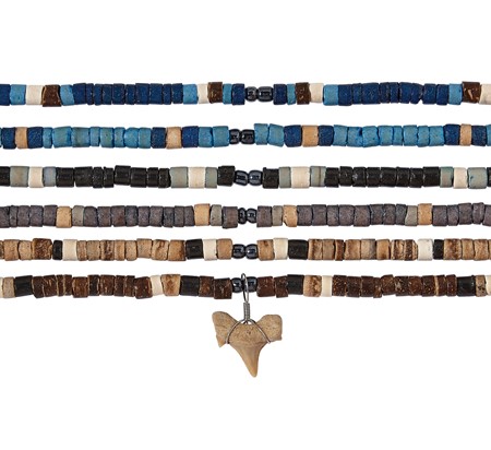 Coco Wood Bead Shark Tooth Necklace Assorted ZNK5508