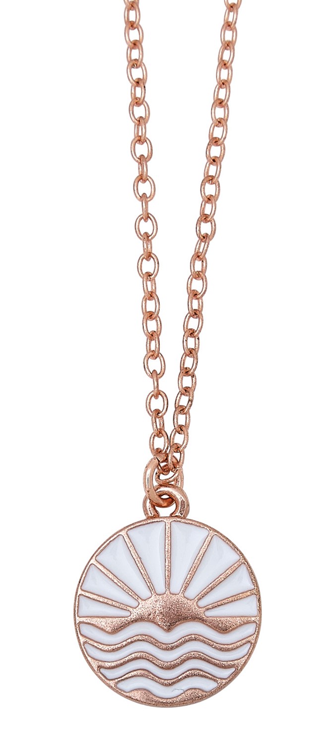 Sun Rise Over Waves Rose Gold Pendant Necklace NK2600