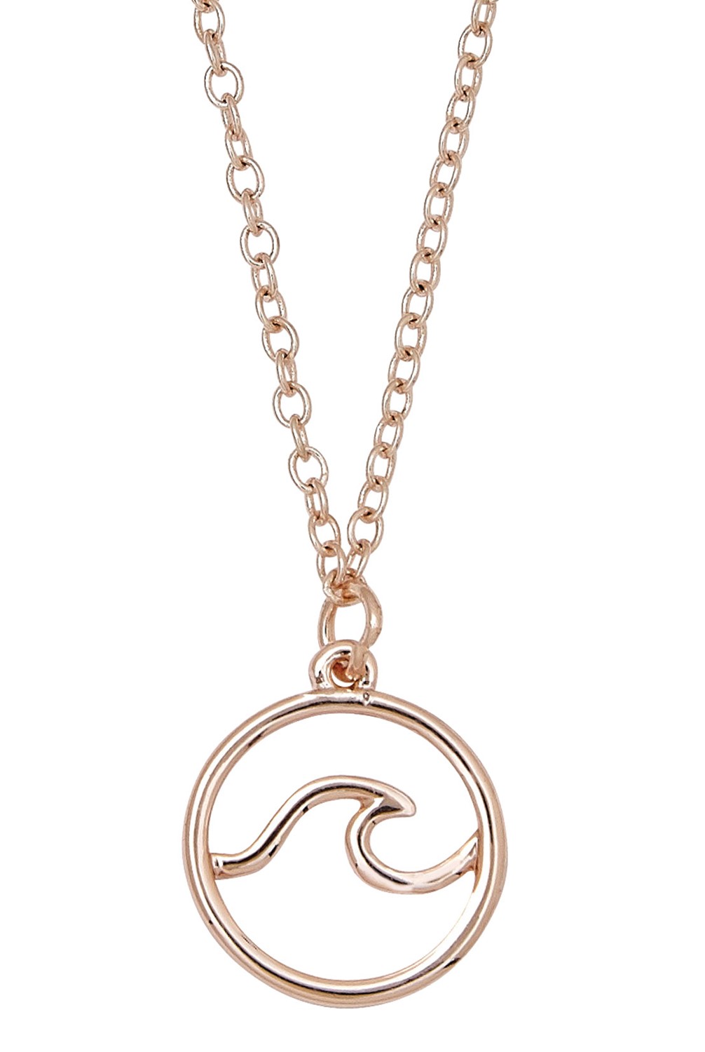 Small Circle Wave Rose Gold Pendant Necklace NK2582-RG