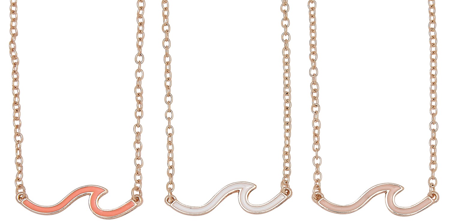 Rose Gold Enamel Open Wave Necklace Assorted NK2628