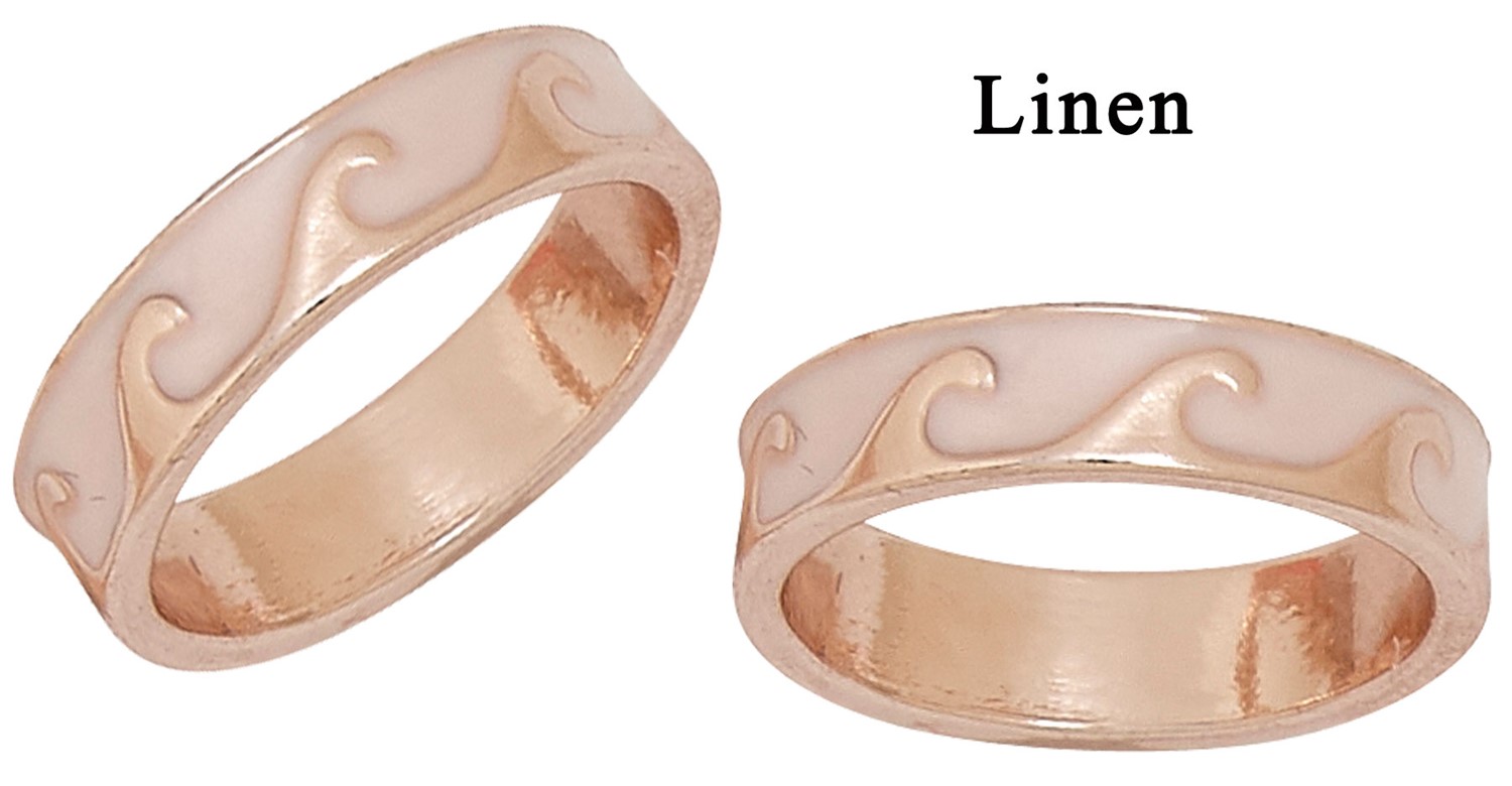 Rose Gold Wave With Linen Colored Enamel Ring Assorted Sizes 7-8-9 R0208-LINEN
