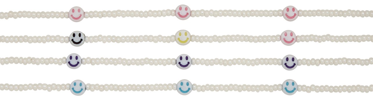 Seed Bead With Smile Beads Anklet (B) Assorted AK1813-B