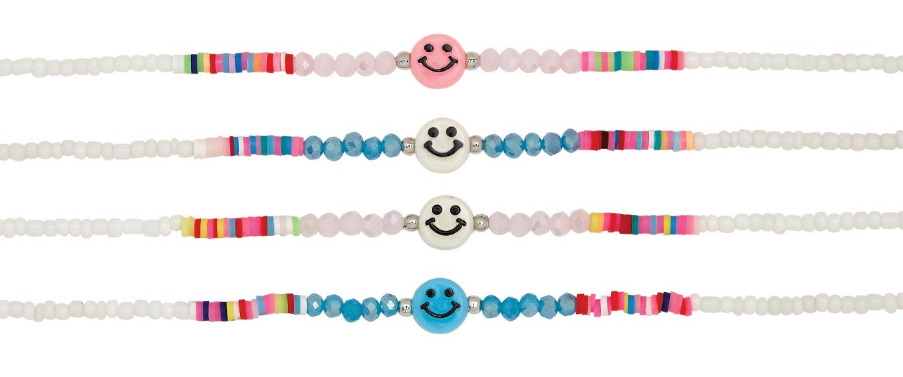 Crystal Bead And Fimo With Smile Face Pendant (A) Assorted AK1814-A
