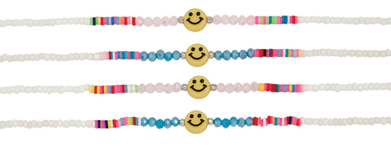Crystal Bead And Fimo With Smile Face Pendant (B) Assorted AK1814-B