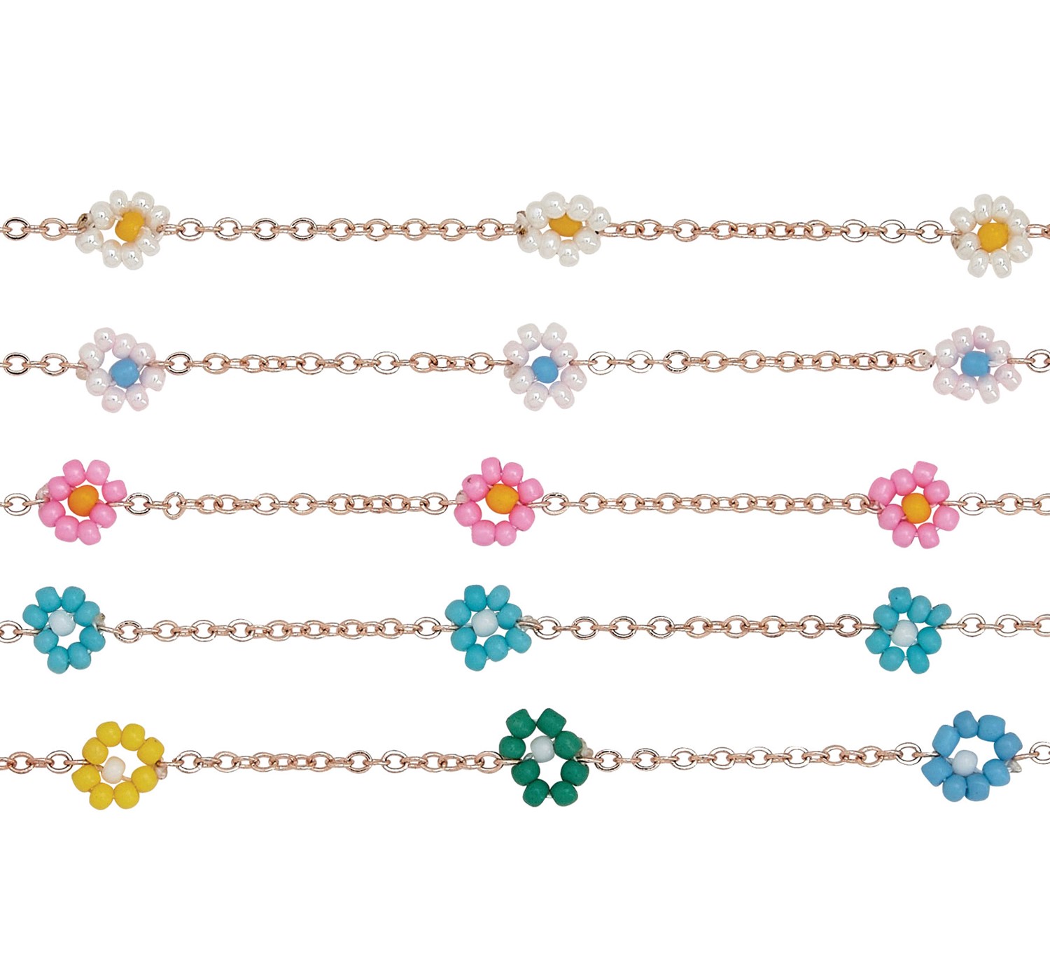 Mini Daisy Flower Rose Gold Chain Anklet Assorted AK1824