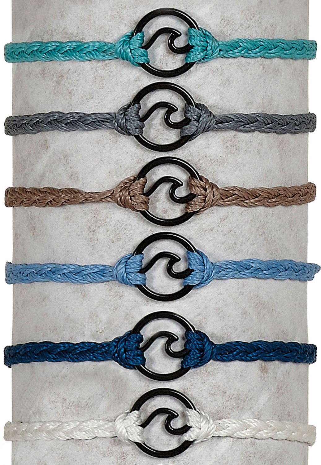 Mini Black Wave On Braid Cord Adjustable Slide Knot Bracelet Assorted BR0791