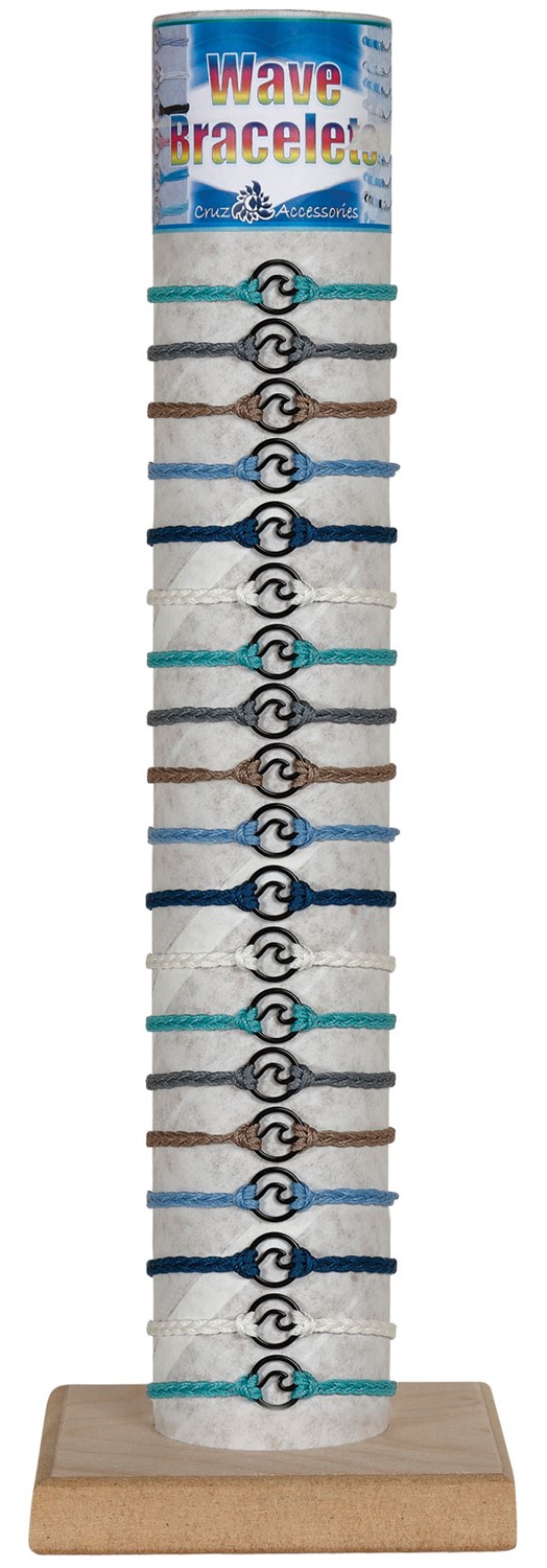 Mini Black Wave On Braid Cord Adjustable Slide Knot Bracelet Asst W/Tube & Base BR0791-TUBE